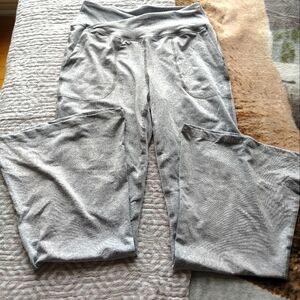 Grey, Flared, Cross Over High-Waisted Leggings, New